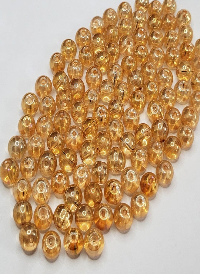 INDIKONB Glass Round Pearls Size 6MM | Supplies for Jewellery Making, Craft Projects, and Bracelets | Multicolor Glass Pieces for DIY Art and Jewelry | Pack of 300 (Gold Trans)